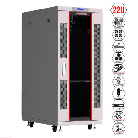 22U 35” Depth (24″x35″x49″) 19″ IT & Telecom Cabinet SYSRACKS SRF 22.6.9 G photo