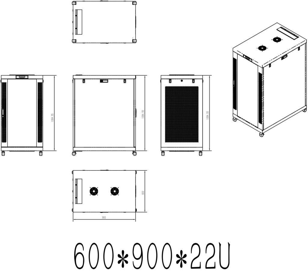 22U 35″ Depth PORTABLE UNDER DESK 19″ Enclosure SYSRACKS PR 22.900 photo