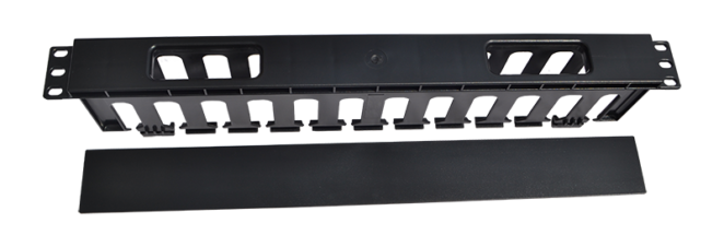 Horizontal Cable Manager 1U 19″ Plastic rings (with cover) photo