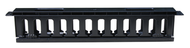 Horizontal Cable Manager 1U 19″ Plastic rings (with cover) photo
