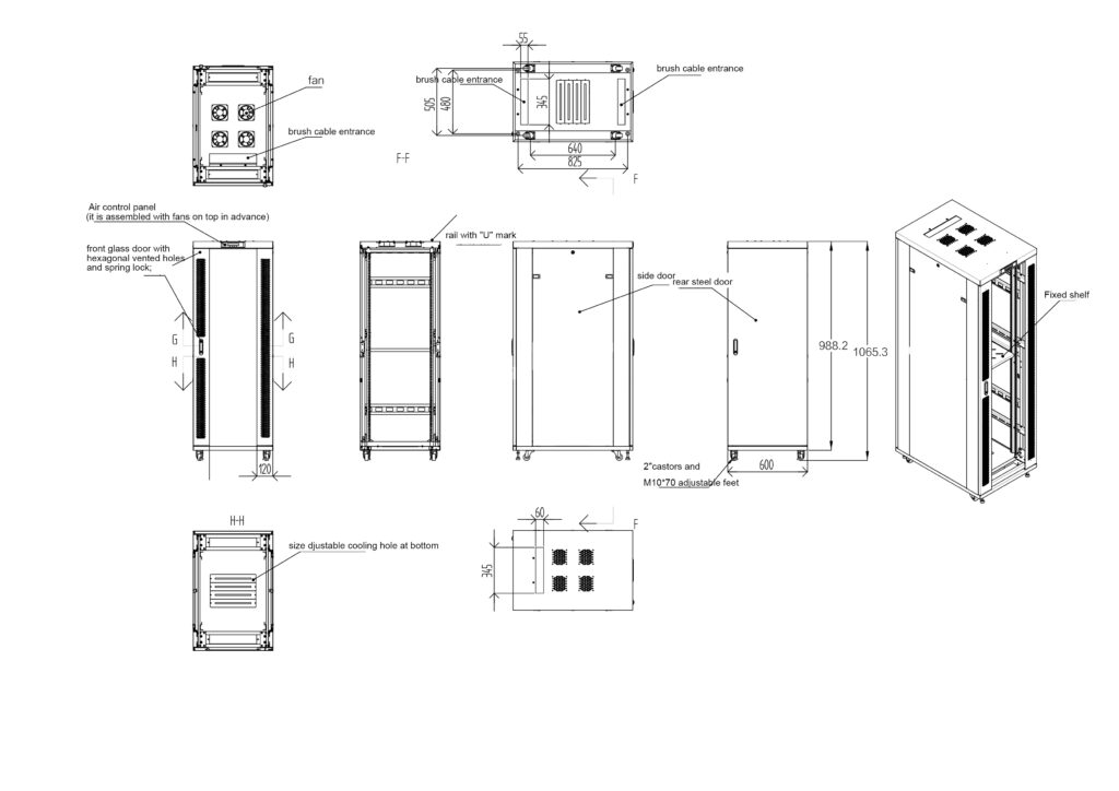 22U 35” Depth (24″x35″x49″) 19″ IT & Telecom Cabinet SYSRACKS SRF 22.6.9 G photo