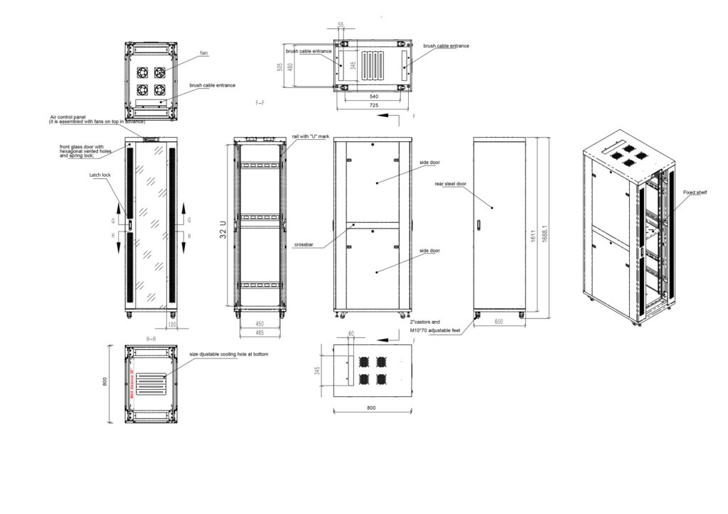 32U 32″ Depth IT & Telecom Cabinet SRF 32.6.8 photo