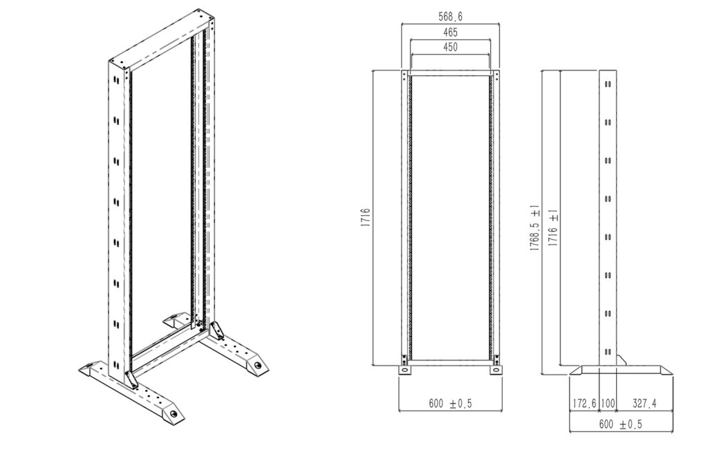 42U 2 Post Open Frame 19″ Network Server Rack photo