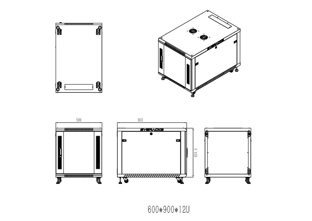 12U 35″ Depth PORTABLE UNDER DESK 19″ Enclosure SYSRACKS SRW 12.900 photo