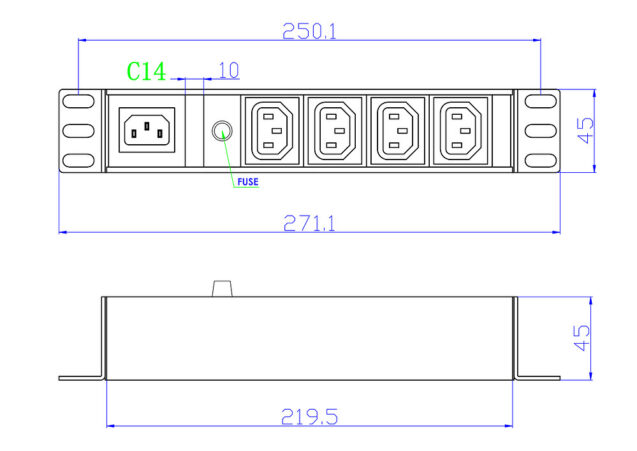 C14-in ; C13-out 4 sockets PDU-04S photo