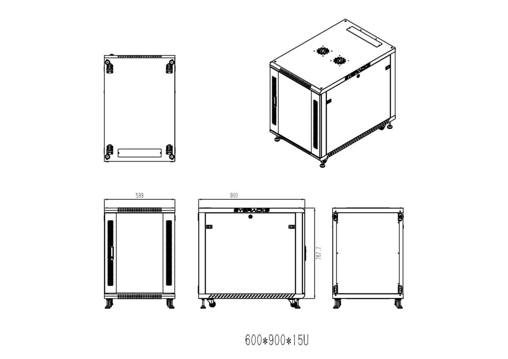 15U 35″ Depth PORTABLE UNDER DESK 19″ Enclosure SYSRACKS SRW 15.900 photo