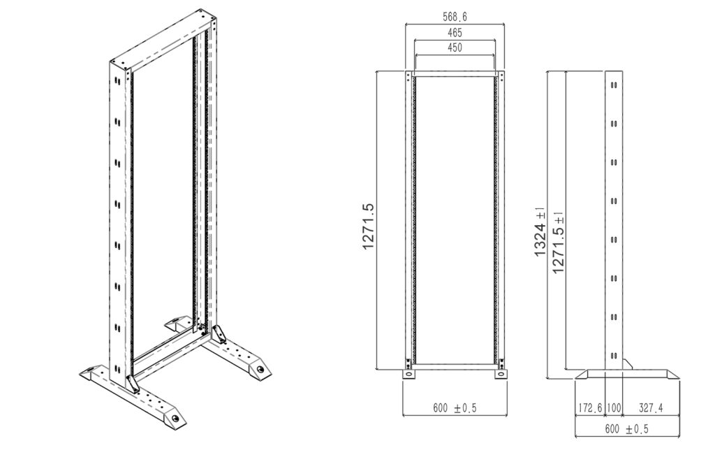 32U 2 Post Open Frame 19″ Network Server Rack photo