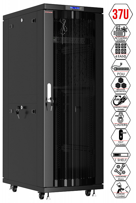 Gabinete SRF 37.6.8 M de 37U y 32″ de prof. para TI y telecomunicaciones Gabinete SRF 37.6.8 M de 37U y 32″ de prof. para TI y telecomunicaciones