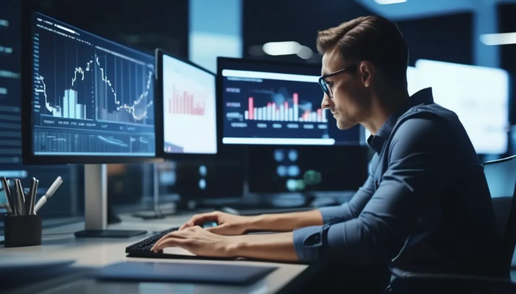 L'homme collecte des donnes pour analyse