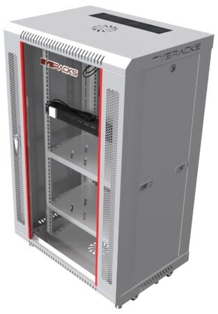 Gabinete mural 18U de profundidad 18″ para equipos de 19″, color GRIS photo